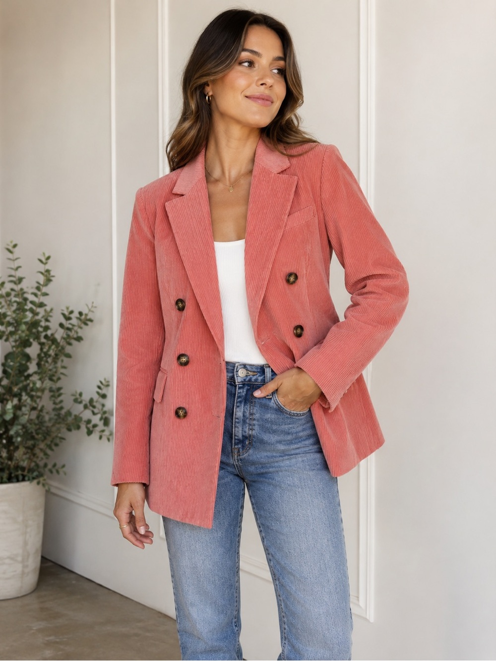 J.Crew Collection NWT Italian Corduroy Double Breasted Blazer Pink Sz 2